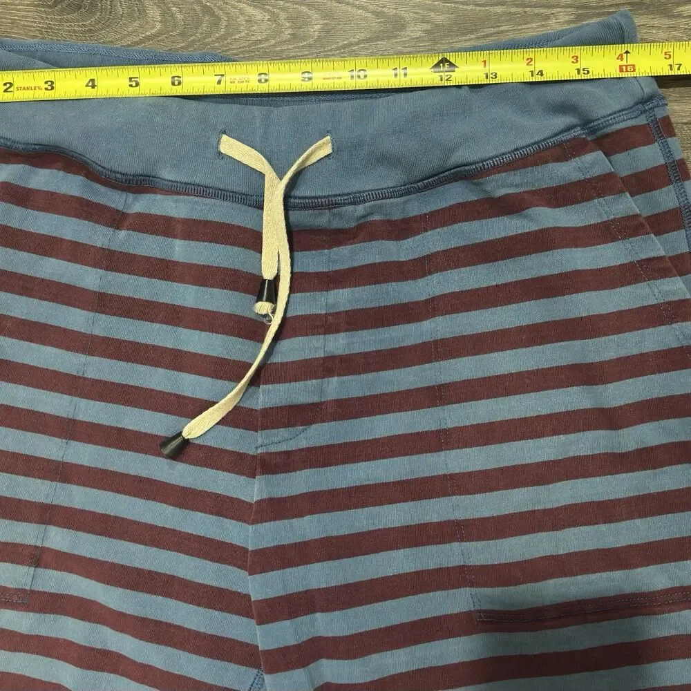 Mauro Grifoni Striped Drawstring Lounge Shorts Blue Burgundy Made in Italy SZ M